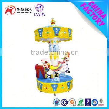 indoor amusement Child's play mushroom carousel for 3 children with flashing lights