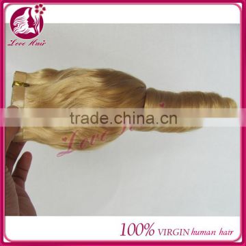 Factory wholesale 6A grade brazilian double drawn colorful tape hair extensions