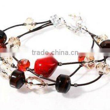 Acrylic beads bracelet,Pu rope bracelet,Ladies jewelry 2013