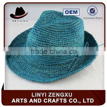 New style cheap handmade raffia straw man crocheted hat