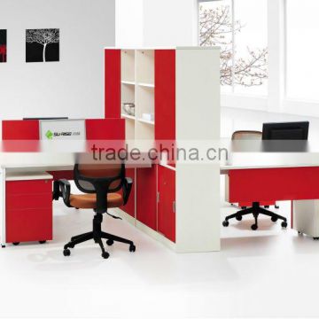 2012 new hot-sale 4 seats office desk with bookcase and cabinet