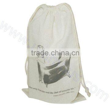 drawstring muslin bags with logo pinted