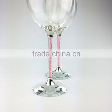 Wedding Gift Pink Crystal Goblet Coloured Long-stem Wine Glass