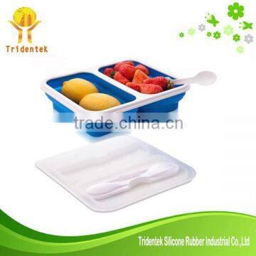 Wholesale fruit salad lunch box with fork for collapsible silicone salad bowl