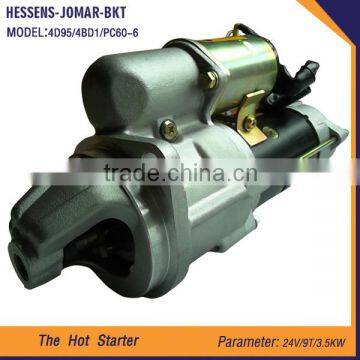 2015 Hot Selling Product kits starter excavator starter 4D95 4BD1 PC60-6 24V/9T/3.5KW