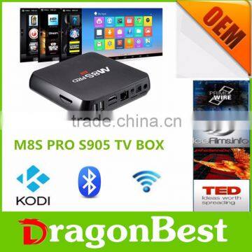 1GB/8GB Quad Core m8s pro Amlogic S905 andriod 5.1 Tv Box 4K