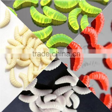 100Pcs 2cm 0.5g Artificial Soft Fishing Lures Lifelike Simulation Worm Maggot Grub Shape Baits Fishy Smell