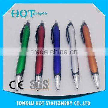 Promotion Click Action Plastic Ball Pen With Black Grip, Spray Paint Barrel