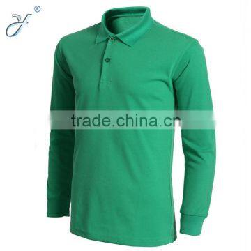 Emerald Green Men's Long Sleeve Performance Polo Uniform Bottom Shirt