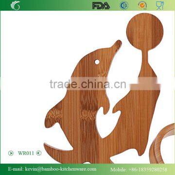 WR011/Natural Solid Bamboo Wine Rack Single Wooden Bottle Wine Glass Holder Antique Display Wine Bottle Holder photo-2