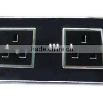 Catry Double unswitched UK socket ,glass panel uk socket