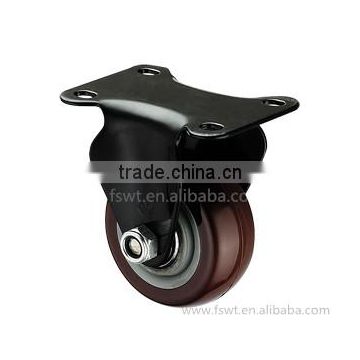 Black Plate Polyurethane Wheel 125mm Fixed Trolley Industrial Casters