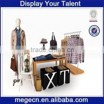 garment shop promotional furniture glass gondola clothing fixture