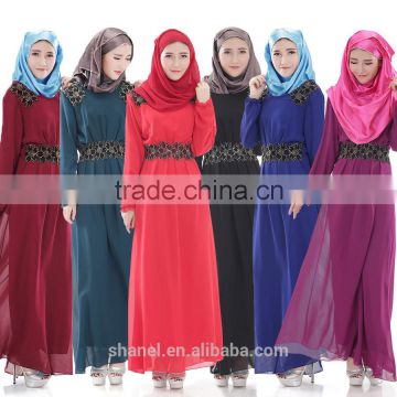 high quality chiffon muslim abaya dress appliqued islamic women clothing