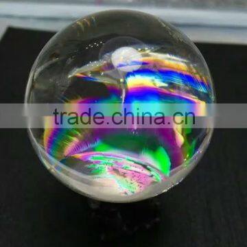 Natural polished rainbow clear crystal ball sphere