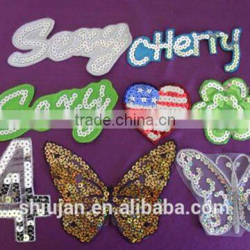 Different kinds sequin embroidered alphabet patch