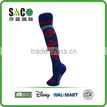 Fancy Red Snow Pattern Red and White Stripe Blue Knee-high Sports Socks photo-2