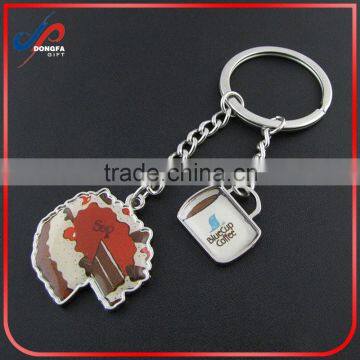 Custom Cute Design Food Shaped Keyrings Metal Cup Cake Shape Keychain