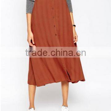 Guangzhou Garment Factory Manufacturer High Waist Button Designer Long Skirts for Women
