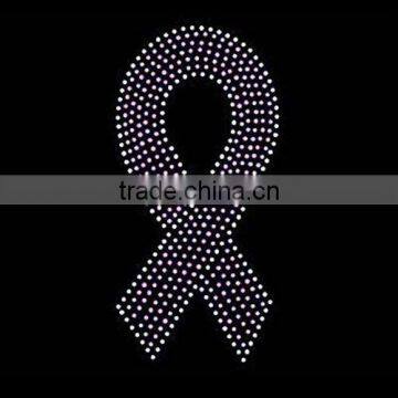 Beautiful hot fix rhinestone cancer ribbon motif design