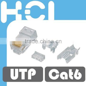 Taiwan Multi-Piece Type RJ45 8P8C Cat6 UTP Modular Plug with boot