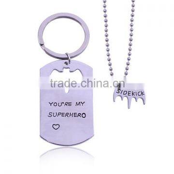 Silver letter chain CP jewelry Hollow out bat necklace Couple Pendant