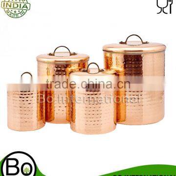 4 Piece Decor Copper Hammered Canister Set