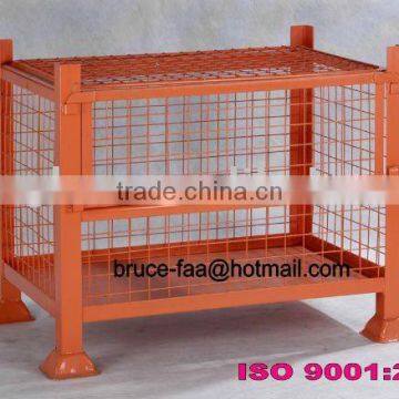 stackable wire storage cage with half drop front gate