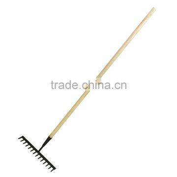 carbon steel farm rake 14 teeth bow rake with wooden handle