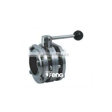 Sanitary flange three-piece butterfly valve