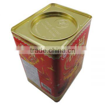 square structure round center lid empty tin can sale