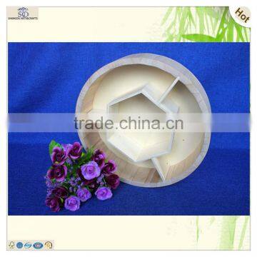 Натуральный деревянный круглый поднос из необработной тульпы с несколькими отделениями photo-2