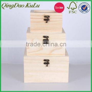 eco friendly natural pine wood unfinished wooden window box with latches,wooden box for sale