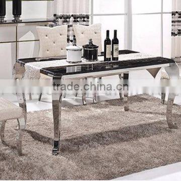 Simple Stainless Steel 4 Legs Dining Table Set photo-3