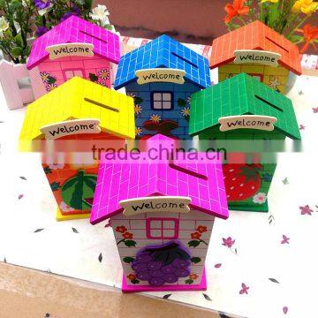 Children Prizes for Cartoon Colorful Custom Wood Money Saving Box photo-2