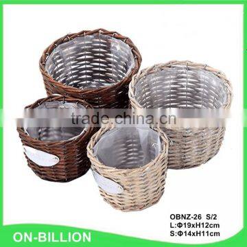 Promotional round natural wicker garden basket for flower