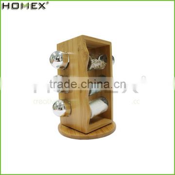 Bamboo 6 Pepper Filled Bottle Spice Rack/Homex_Factory