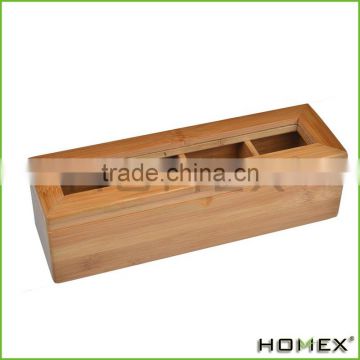 Direct Factory Price 4 Slot Bamboo Wood Tea Storage Box/Homex_Factory