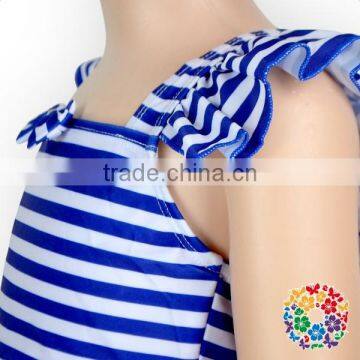 Fashionable Stripe Ruffle Top And Shorts Baby Summer Clothing Set Girls Summer Boutique Outfits photo-3