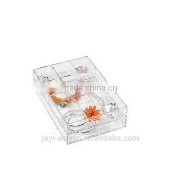 Crystal small stacking acrylic organizer storage tray great for cosmetics jewelry makeup