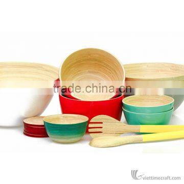 Lacquered Bamboo Salad Bowl, Spun Bamboo Bowls Safe for Health photo-6