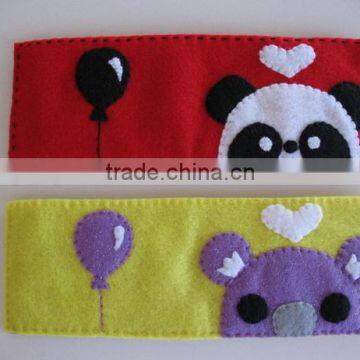 Low price polyester ticket sleeve id card purse cotton fabric custom wallet wholesale with sewing panda balloon for teenager