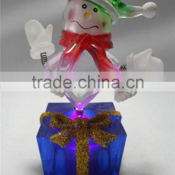 electronic LED light acrylic happy round snowman figurines toys for kids