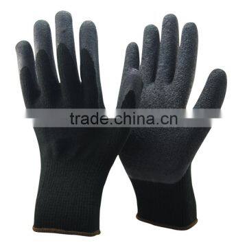 NMSAFETY 10 gauge black Nappy Acrylic Latex Coated Winter Safety Gloves