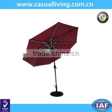 2.7Meter Patio Umbrella with Solar Powered LED Stripe Lights and Touching Switch