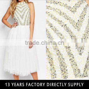 Malaysian zig zag sequin tops ladies modern white chiffon night dress