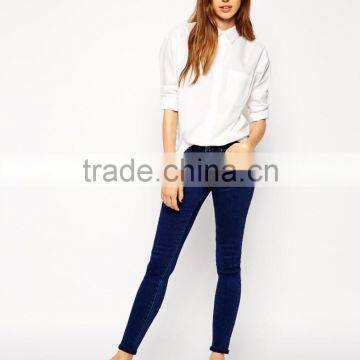 Hot Sale Slim Boyfriend Classic Point Collar White Shirt With Pleat Detail Back photo-4