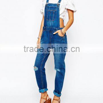 2015 China Factory OEM ODM Fashionable Customized Ripped Overall With Square Neckline photo-3