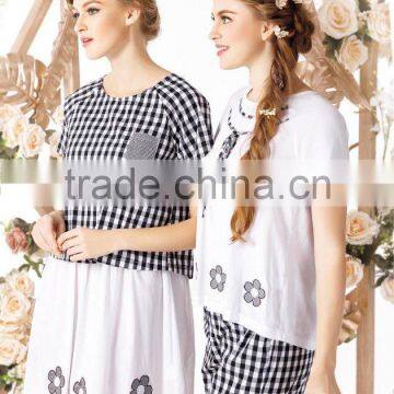 Apparal Fashion Women short Sleeve Tops Two Piece sleepwear Set Sexy women summer dress