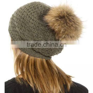 HAODUOYI Winter Knit Fur Ball Decorated Hat Warm Caps for Wholesale photo-2